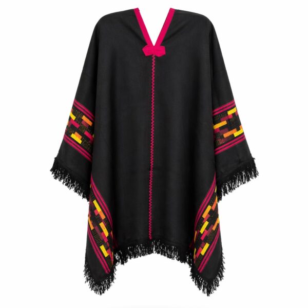Poncho gaucho liviano negro con guarda pampa