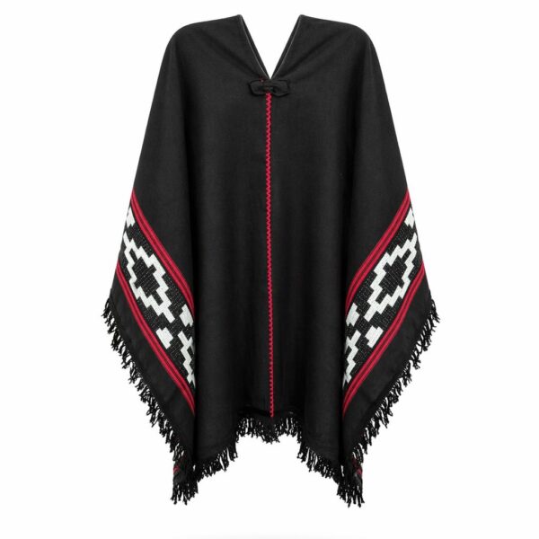 Poncho gaucho liviano negro con guarda pampa
